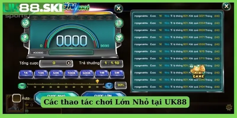 Các thao tác chơi Lớn Nhỏ tại UK88