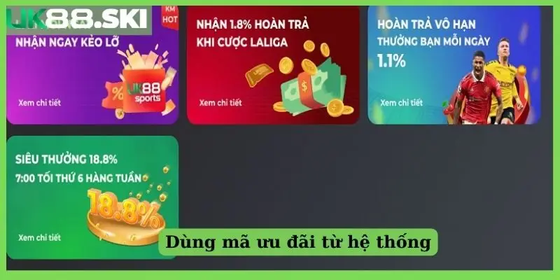 Dùng mã ưu đãi từ hệ thống